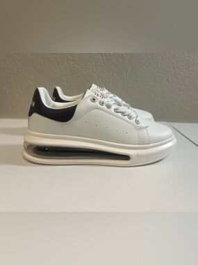 Men's White Sneakers with Black Heel Accent